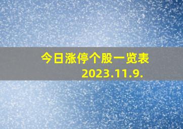 今日涨停个股一览表 2023.11.9.